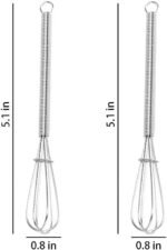 Stainless Steel Mini Whisk Set of 2, Small Wire Hand Whisks, Kitchen Cookware for Cooking, Whisking, Blending, Beating, 5/7/8/10 inch - Image 3