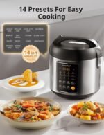 COMFEE' Rice Cooker, 14-in-1 Stainless Steel Multi Cooker, Slow Cooker, Steamer, Sauté, and Warmer, 5.3 QT, 20 Cups Cooked (10 Cups Uncooked), Brown Rice, Quinoa and Oatmeal - Image 3