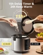 COMFEE' Rice Cooker, 14-in-1 Stainless Steel Multi Cooker, Slow Cooker, Steamer, Sauté, and Warmer, 5.3 QT, 20 Cups Cooked (10 Cups Uncooked), Brown Rice, Quinoa and Oatmeal - Image 5