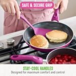 GreenLife Essentials 8" Frying Pan Skillet, PFAS-Free Ceramic Nonstick, Induction Ready Cookware, Dishwasher Safe, Magenta Pink - Image 8