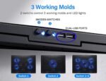 Laptop Cooling Pad 17inch 15.6 14 13 12inch Gaming Cooler Pad Chill Mat 5 Quiet Fans LED Lights and 2 USB 2.0 Ports Adjustable Mounts Laptop Stand Height Angle - Image 6