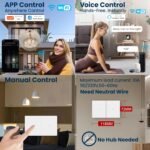 WiFi Smart Push Button Light Switch, Neutral Wire Required, Single-Pole, Single-Gang 2-Button, Works with Alexa, 2.4GHz, Non-Dimmable, White - Image 4
