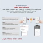 WiFi Smart Push Button Light Switch, Neutral Wire Required, Single-Pole, Single-Gang 2-Button, Works with Alexa, 2.4GHz, Non-Dimmable, White - Image 6