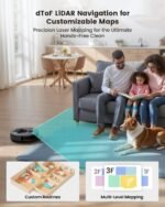 Lefant LiDAR Robot Vacuum and Mop, Smart Mapping and Obstacle Avoidance, Tangle-Free Pet Hair, 2.4G/5G WiFi App Control, Slim Design for Wider Coverage, Carpet Detection, M330 Pro, Grey - Image 3