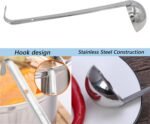 3 Pcs 2 oz Stainless Steel Soup Ladle Set, Long Handle Serving Spoons with Hooked Handles, Kitchen Cooking Utensils for Sauce Gravy Stew - Image 5