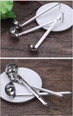 3 Pcs 2 oz Stainless Steel Soup Ladle Set, Long Handle Serving Spoons with Hooked Handles, Kitchen Cooking Utensils for Sauce Gravy Stew - Image 6