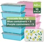 10 Pack 42 oz Meal Prep Containers, Reusable Plastic Food Prep Storage Containers with Printed Lids, Stackable, Leakproof, Microwave & Freezer & Dishwasher Safe,To Go Take Out Box, Avocado - Image 3