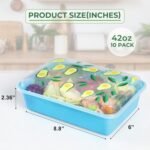 10 Pack 42 oz Meal Prep Containers, Reusable Plastic Food Prep Storage Containers with Printed Lids, Stackable, Leakproof, Microwave & Freezer & Dishwasher Safe,To Go Take Out Box, Avocado - Image 4