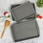 Oster Greystone 3 Piece Carbon Steel Nonstick Kitchen Baking Pans/Cookie Sheet Bakeware Set, Premium PFA Nonstick Material W/Grey Speckle - Image 4