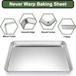 Baking Sheet Tray Cooling Rack with Silicone Baking Mat Set, Stainless Steel Cookie Pan For Oven, Set of 9 (3 Sheets + 3 Racks + 3 Mats), Warp Resistant & Heavy Duty & Easy Clean, Red - Image 4