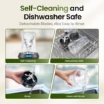 TOPZEE Personal Smoothie Blender, 1000W Single-Serve Blender with 24oz To-Go Cup, Twist-On Start/Stop, for Protein Shakes & Smoothies, Compact Countertop Blender, Black - Image 4