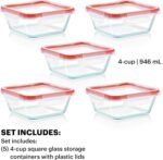 Pyrex Freshlock (5-Pack, 4 Cup) Glass Food Storage Containers Set, Airtight & Leakproof Locking Lids BPA-Free, Meal Prep Containers Set, Freezer Dishwasher Microwave Safe - Image 3