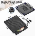 External CD/DVD Drive, Portable USB 3.0 & USB-C CD RW Drive, DVD Player, DVD Burner for Laptop, Desktop, Compatible with Windows 7/8/10/11, Mac, MacBook Pro/Air, Linux (MHIDD01) - Image 6