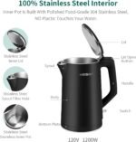 MEISON Electric Kettle, 1.7 L Double Wall Food Grade Stainless Steel Interior Water Boiler, Coffee Pot & Tea Kettle, Auto Shut-Off and Boil-Dry Protection, 1200W, 2 Year Warranty(Black) - Image 3