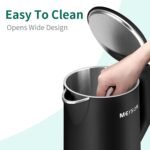MEISON Electric Kettle, 1.7 L Double Wall Food Grade Stainless Steel Interior Water Boiler, Coffee Pot & Tea Kettle, Auto Shut-Off and Boil-Dry Protection, 1200W, 2 Year Warranty(Black) - Image 5