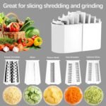 VEKAYA Rotary Cheese Grater, 5 in 1 Cheese Grater with Handle, Replaceable Stainless Blades Cheese Shredder, Cheese Vegetable Slicer, Easy to Clean Kitchen Gadgets with Storage Box - Image 3