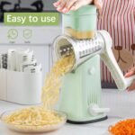 VEKAYA Rotary Cheese Grater, 5 in 1 Cheese Grater with Handle, Replaceable Stainless Blades Cheese Shredder, Cheese Vegetable Slicer, Easy to Clean Kitchen Gadgets with Storage Box - Image 5