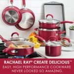 Rachael Ray Create Delicious Nonstick Cookware Pots and Pans Set, 13 Piece, Red Shimmer - Image 3