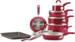 Rachael Ray Create Delicious Nonstick Cookware Pots and Pans Set, 13 Piece, Red Shimmer - Image 6