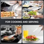9 Inch Kitchen Tongs, Cooking Tongs with Silicone Tips and Stainless Steel Handle, Non Stick Heat Resistant Tongs for Cooking, Buffet, Salad Serving (9", White) - Image 5