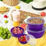 4-Piece Classic Plastic Prep Bowls with Lids, Nesting Plastic Small Mixing Bowl Set for Mixing, Baking, Prepping, Cooking and Serving Food, Microwave and Dishwasher Safe (Purple) - Image 4