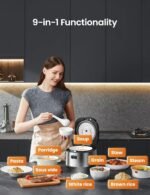 COMFEE' Compact Rice Cooker 8 Cups Cooked/4 Cups Uncooked, 9-in-1 Multi Cooker, Fast Rice Maker, Steam, Brown Rice, Grains, Fuzzy Logic Technology, Grey - Image 3