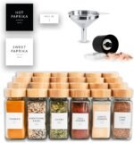 SAVVY & SORTED Glass Spice Jars with Label, 24PK Bamboo Jar Spices Set 4oz, 374 Spice Labels, Pepper Grinder, Empty Herb Seasoning Containers, Funnel and Shaker Lids - Image 4