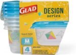 Glad GladWare Design Series Food Storage Containers - Medium Rectangle - Meal Container Holds up to 24 Ounces of Food - Lock Tight Seal, 4 Count - Image 3
