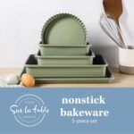 Sur La Table Kitchen Essential Carbon Steel Baking Pans Bakeware Set W/Premium PFOA, PFAS, PTFE Free Grey Non stick - Juniper Green Exterior - Image 3