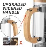 Sivaphe 34 oz French Press Coffee/Tea Maker with Bamboo Lid and Hand Stainless Steel High Borosilicate Glass 1000ml Coffee Brewer Set - Image 4