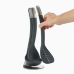 Joseph Joseph Nest 5 Compact Stacking Utensils kitchen tool set with magnetic storage stand, organization, dishwasher safe - Black/Stainless Steel - Image 3