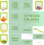 Food Dicer Chopper 5 Blades, Onion Dicer Chopper, Fruit and Veggie and Vegetable Chopper, Light Green - Image 4