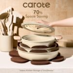 CAROTE 25PCS Ceramic Cookware Set, Pots and Pans set Non Stick, RV Kitchen Cooking Set Removable Handles, Oven Safe, Induction Cookware, Non-toxic Kitchen Cooking Set, PFAS and PFOA Free - Image 4