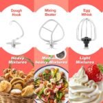 CUSIMAX Stand Mixer, Dough Mixer with Digital Switch Control Timer 15mins & 8-Speed, 5-Quart 650W kitchen Electric Mixer, Tilt-Head with handle, Dough Hook, Wire Whip & Beater, Grey - Image 4