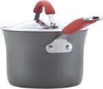 Rachael Ray - 87630 Rachael Ray Cucina Hard Anodized Nonstick Cookware Pots and Pans Set, 12 Piece, Gray with Red Handles - Image 5