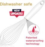 White Silicone Whisk, Sealed Waterproof Design Set of 3, Professional Kitchen Whisks for Cooking Non-Scratch, Silicone&Stainless Steel Whisk, Heat Resistant 480°F Rubber wisk, BPA free - Image 3