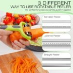 Senbowe Julienne Peeler, Potato Vegetable Peeler for Kitchen, I and Y Potato Peelers for Apple Fruit Carrot Zucchini Cucumber Veggie, 3 in 1 Blade Spin Design, Anti-Slip Handle - Image 4