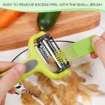 Senbowe Julienne Peeler, Potato Vegetable Peeler for Kitchen, I and Y Potato Peelers for Apple Fruit Carrot Zucchini Cucumber Veggie, 3 in 1 Blade Spin Design, Anti-Slip Handle - Image 6