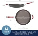 Rachael Ray 87631-T Cucina Hard Anodized Nonstick Skillet with Helper Handle, 14 Inch Frying Pan, Gray/Red - Image 3