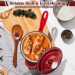 E-far Sauce Pan Set with Lid, 1Qt & 2Qt Enameled Cast Iron Pot Sets for Kitchen Cooking, Small Heavy Duty Dutch Oven Saucepans & Self-basting Lids, Induction-Ready & Easy Clean, Red - Image 5