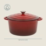 Gibson Home Addlestone 7 Qt Enameled Cast Iron Dutch Oven Pot with Lid – Round, Oven Safe to 500°F, Ideal for Bread Baking & Stews - Gradient Red - Image 3