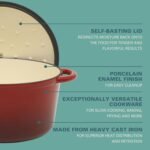 Gibson Home Addlestone 7 Qt Enameled Cast Iron Dutch Oven Pot with Lid – Round, Oven Safe to 500°F, Ideal for Bread Baking & Stews - Gradient Red - Image 4