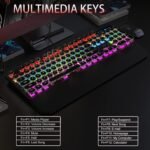 Camiysn Typewriter Style Mechanical Gaming Keyboard, Black Retro Punk Gaming Keyboard with RGB Backlit, 104 Keys Blue Switch Wired Cute Keyboards, Round Keycaps for Windows/Mac/PC - Image 5
