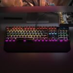 Camiysn Typewriter Style Mechanical Gaming Keyboard, Black Retro Punk Gaming Keyboard with RGB Backlit, 104 Keys Blue Switch Wired Cute Keyboards, Round Keycaps for Windows/Mac/PC - Image 6