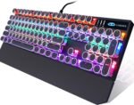 Camiysn Typewriter Style Mechanical Gaming Keyboard, Black Retro Punk Gaming Keyboard with RGB Backlit, 104 Keys Blue Switch Wired Cute Keyboards, Round Keycaps for Windows/Mac/PC - Image 7