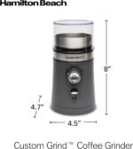 Hamilton Beach Electric Coffee Grinder for Beans, Spices and More, with Multiple Grind Settings for up to 14 Cups, Removable Stainless Steel Chamber, Grey (80396C), 10 oz - Image 5