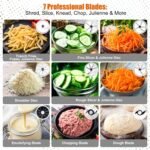 Homtone 16 Cup Food Processor Large, 9 Functions 7 Blades 3 Speeds for Shredding, Slicing, Making French Fries, Chopping Meat, Kneading Dough & Emulsifying, 600W - Image 3