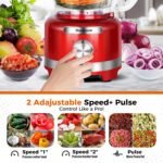 Homtone 16 Cup Food Processor Large, 9 Functions 7 Blades 3 Speeds for Shredding, Slicing, Making French Fries, Chopping Meat, Kneading Dough & Emulsifying, 600W - Image 4