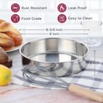 Onader 8 Inch Round Cake Pan, Stainless Steel Baking Pan Set of 3, Birthday Wedding Cake Tin - Image 3