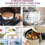 Onader 8 Inch Round Cake Pan, Stainless Steel Baking Pan Set of 3, Birthday Wedding Cake Tin - Image 6